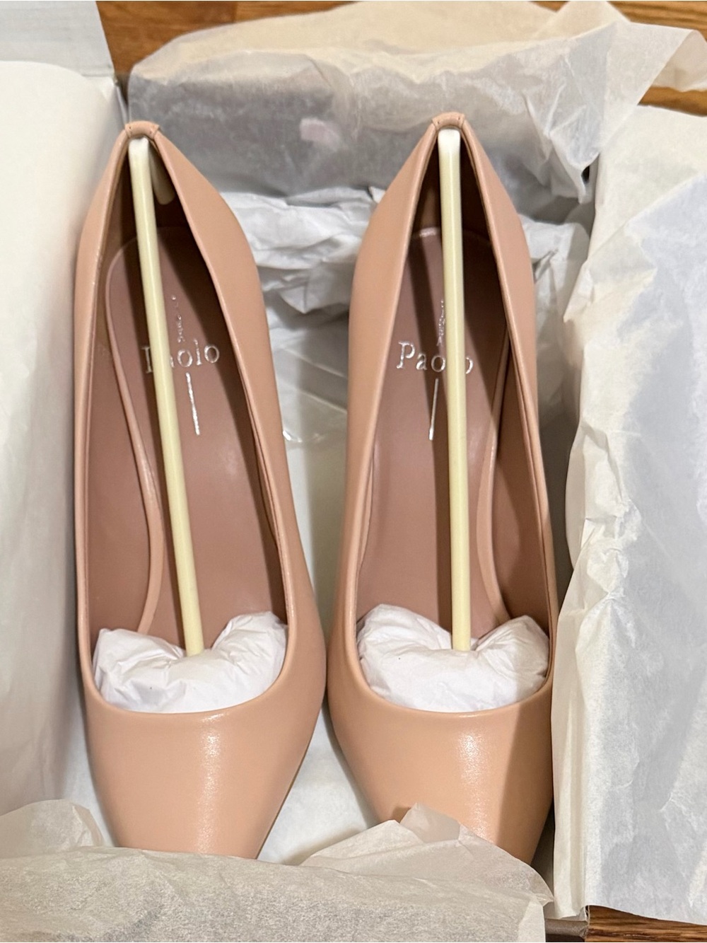 Paolo Nude Blush Leather Pointed-Toe Heels